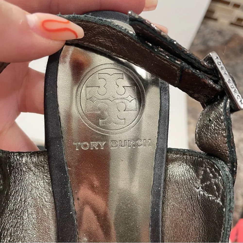 Tory Burch Metallic Jeweled Sandals